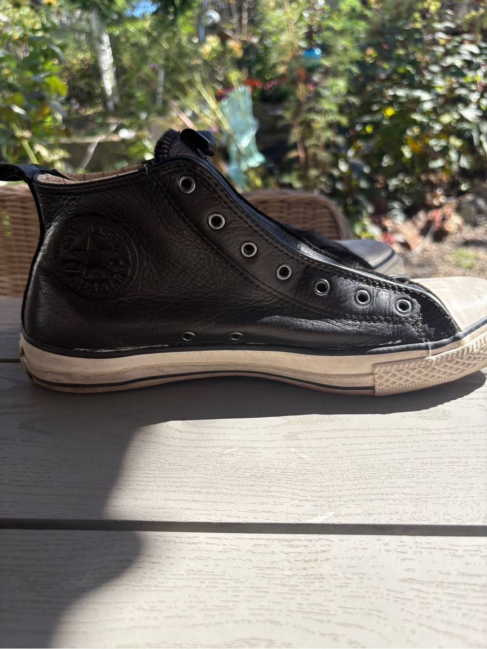 John Varvatos Converse Black Leather High-Top Chucks Sneakers with Icy sole